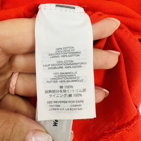 J.Crew Red V-Neck Eyelet Cap Sleeve Embroidered Cotton T-Shirt Blouse Top XS - Picture 9 of 10